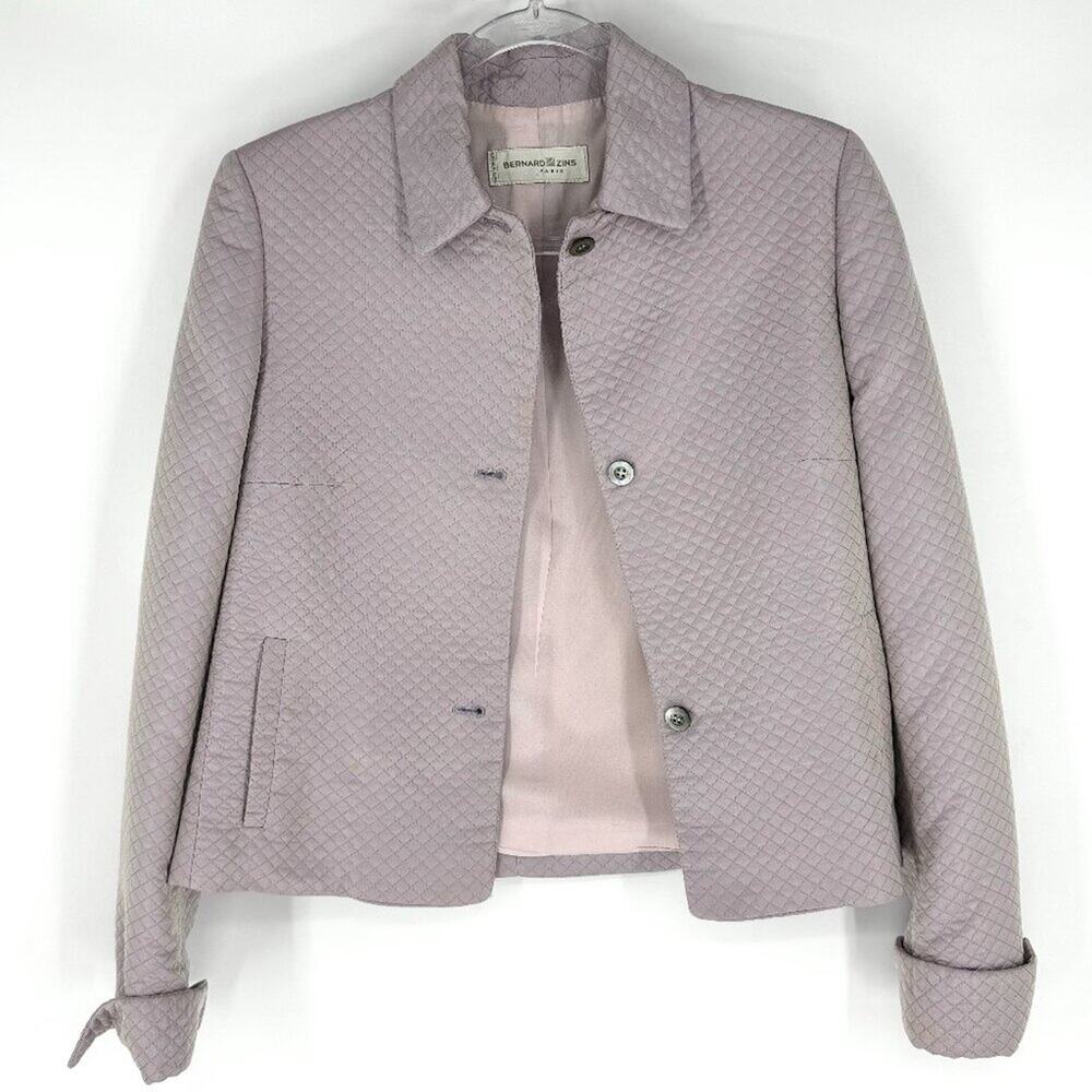 Bernard Zins Paris Mauve Lavender Vintage Quilted Jacket Size 4